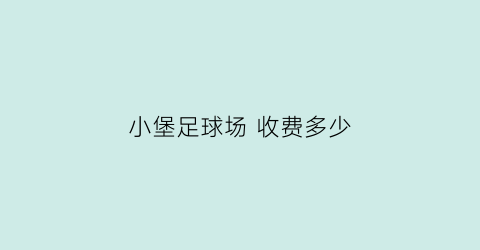 小堡足球场 收费多少